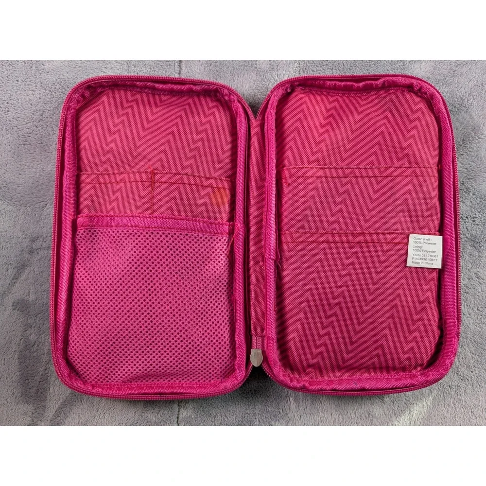 Yoobi Pink Zigzag Chevron Document Organizer Case Zip Around Travel Pouch